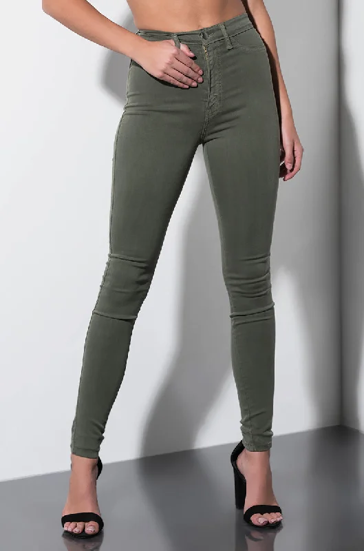 Women's SlacksSEXY DENIM HIGH RISE DENIM OLIVE GREEN