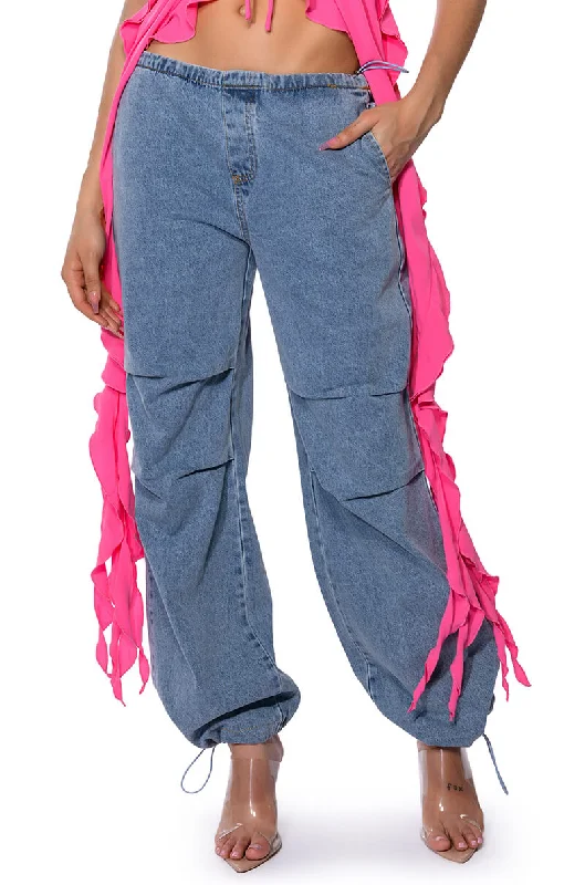 Women's Jodhpurs with Peter Pan CollarSKATER GIRL DENIM DRAWSTRING PANT