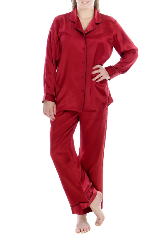 women's pajamas for those who want to feel pampered and loved100% Silk Sleepwear Women's Silk Pajamas Set, Burgundy, L