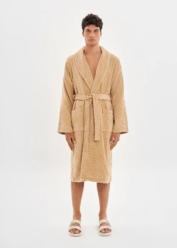 women's pajamas with a timeless appealCamel Velour Unisex Relaxed Fit Bathrobe - House Babylon