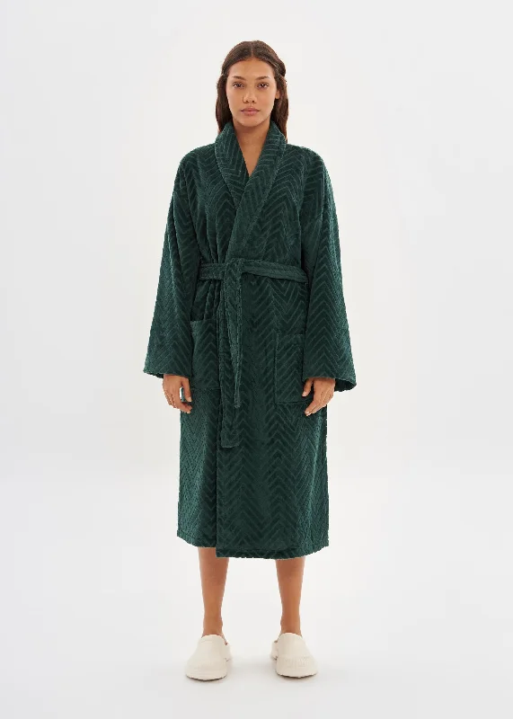 women's pajamas with a touch of luxuryGreen Velour Unisex Relaxed Fit Bathrobe - House Babylon