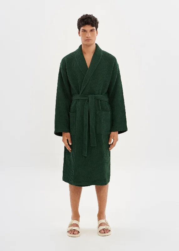 women's pajamas for a relaxing weekendGreen Waffle Unisex Relaxed Fit Bathrobe - House Babylon